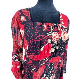 Bay Studio Milk Maid Babydoll Top Womens Size XL Tie Back Sheer Square‎ Neck Y2K